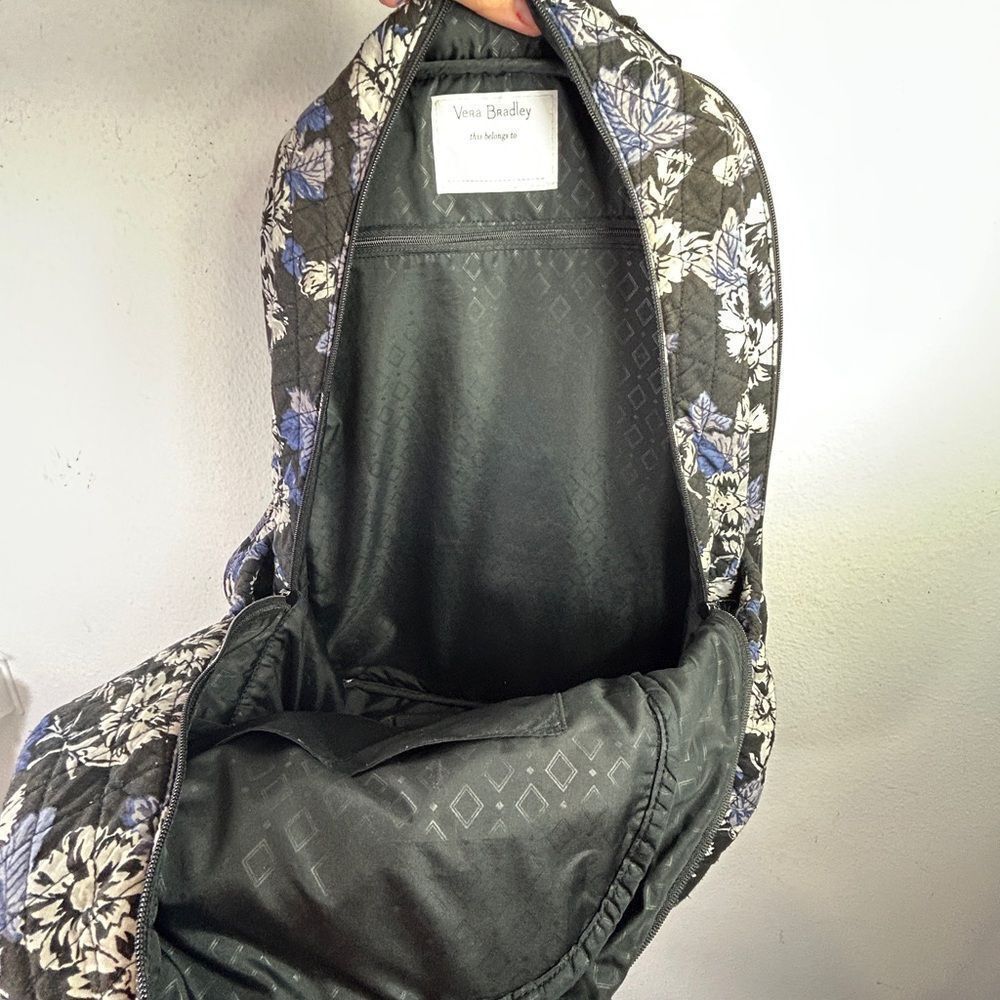 Vera Bradley bookbag black blue everyday casual Campus Backpack floral FLAWED - Picture 13 of 14